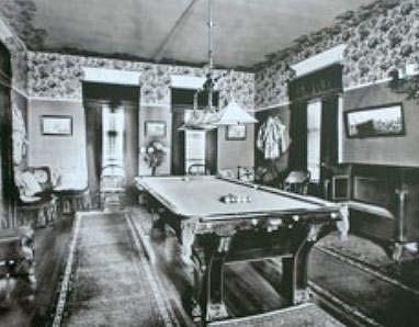 View of original pool room In 1903 there was the addition of a brick garage to the property.