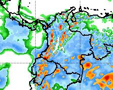 NIC ECU COL VEN BRA According to TRMM satellite based precipitation estimates, moderate values of accumulated precipitation have been registered in the