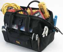 KUSW1535 18 TOTE BAG WITH PLASTIC TRAY 13 pockets inside and 24 pockets outside to organise tools and accessories.