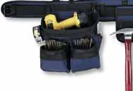 capacity and easy access to contents Metal hook to carry cordless drill, nail guns or other power tools 5 wide padded comfort belt with double tongue steel