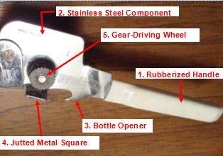 Figure 5.1 Bottom lever main components Figure 5.2 Bottom lever main components cont. 2.2.1 The Rubberized Handle Similar to the rubberized handle in section 2.1.1, this rubberized handle is also a part of the Swing-A-Way can opener that acts as a gripping mechanism for the user.