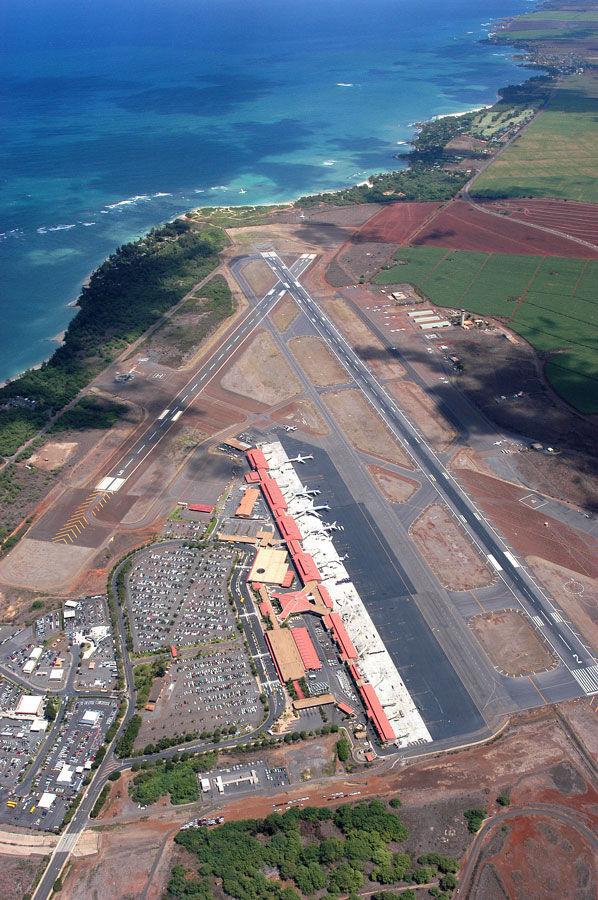 Kahului Airport is a regional airport located on the northern edge of the land bridge between Haleakala and the West Maui Mountain Range, about 3 miles east of Kahului on the island of Maui.