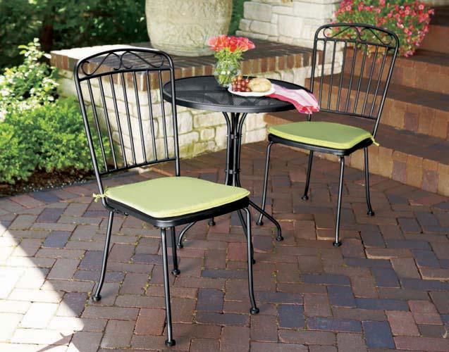 3 PC. WINDSOR WROUGHT IRON BISTRO SET Chairs: