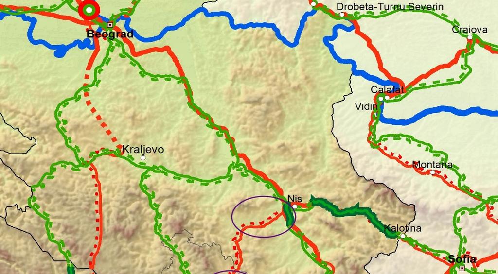 Previous EU Assistance: 9.6 million (technical assistance for project preparation) Map of Route 7, with Niš (Merošina) Pločnik (Beloljin) section.