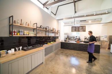 Café interior Service counter and till points Self-service The Walled Garden