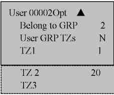Pritisnite OK za ulazak, Ako je serijski broj korisnikovog vremenskog perioda 1 ili 20, tada je USER GROUP TIME PERIOD automatski postavljeno na NO.