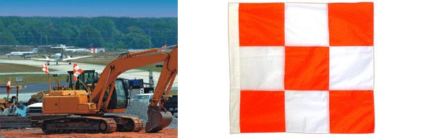 Orange & White Safety Flags! Construction Flags : 36" Sewn Nylon Flag Don't risk violating FAA rules!