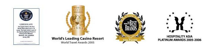 The following are major awards received in 2009 & 2010: Asia s Leading Family Resort 2009 (by World Travel Awards) Asia s Leading Casino Resort 2005-2009 (by World Travel Awards) World s Leading