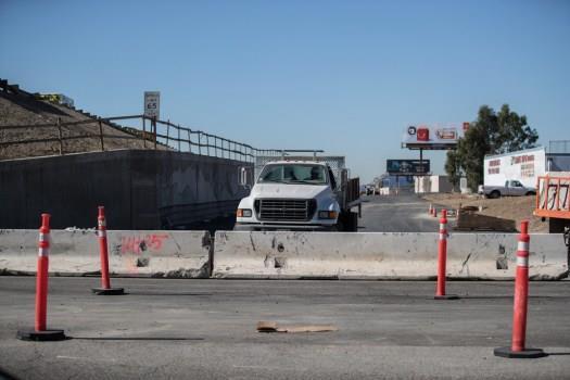 Possible traffic snarls ahead for 60 Freeway with lane/ramp closures on the weekends in Diamond Bar A construction truck drives along the newly paved westbound 60 freeway Lemon Avenue on-ramp in City