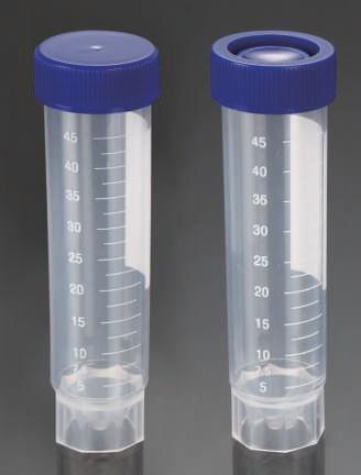 Free-Standing centrifuge Tubes, Polypropylene, 50ml These free - standing (Skirted) bottom tubes are made of ultra- clear polypropylene Cap Material: HDPE Lea-proof White printed graduations with