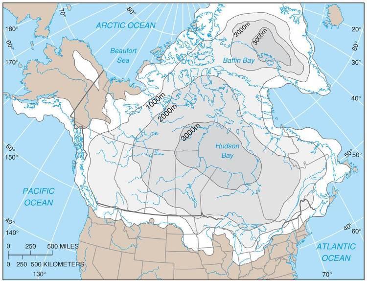 Glaciers in Canada 15,000 years ago - requires cold/cool summer