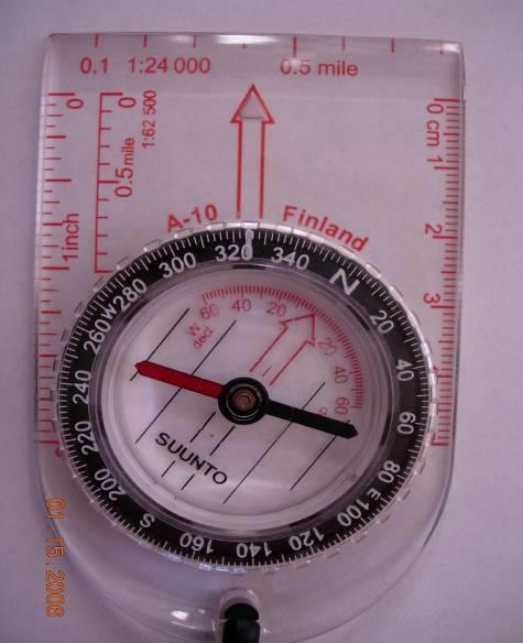 Terms of a Compass Direction of Travel Bearing Index Point (white line under