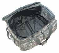 compartment with para cord pull tabs Dual zippered main compartment with para cord pull tabs Overall dimensions: 40 L x 16 W x 12 H Weight: 6.5 lbs.