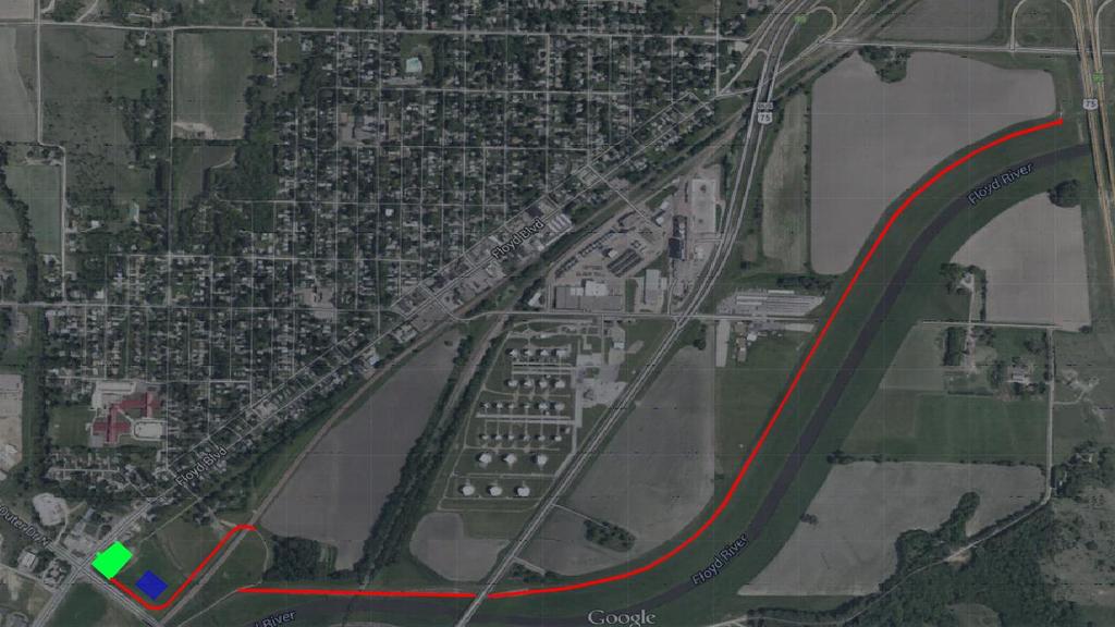 would be very costly, and would take too long to construct. We also realized during our site visit that it would be to extremely difficult to run the trail along the river levee.