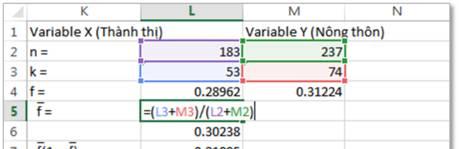 Kiểm định hai tham số p H0 : H1 Bác bỏ H0 khi P-value Excel không có sẵn chức năng kiểm