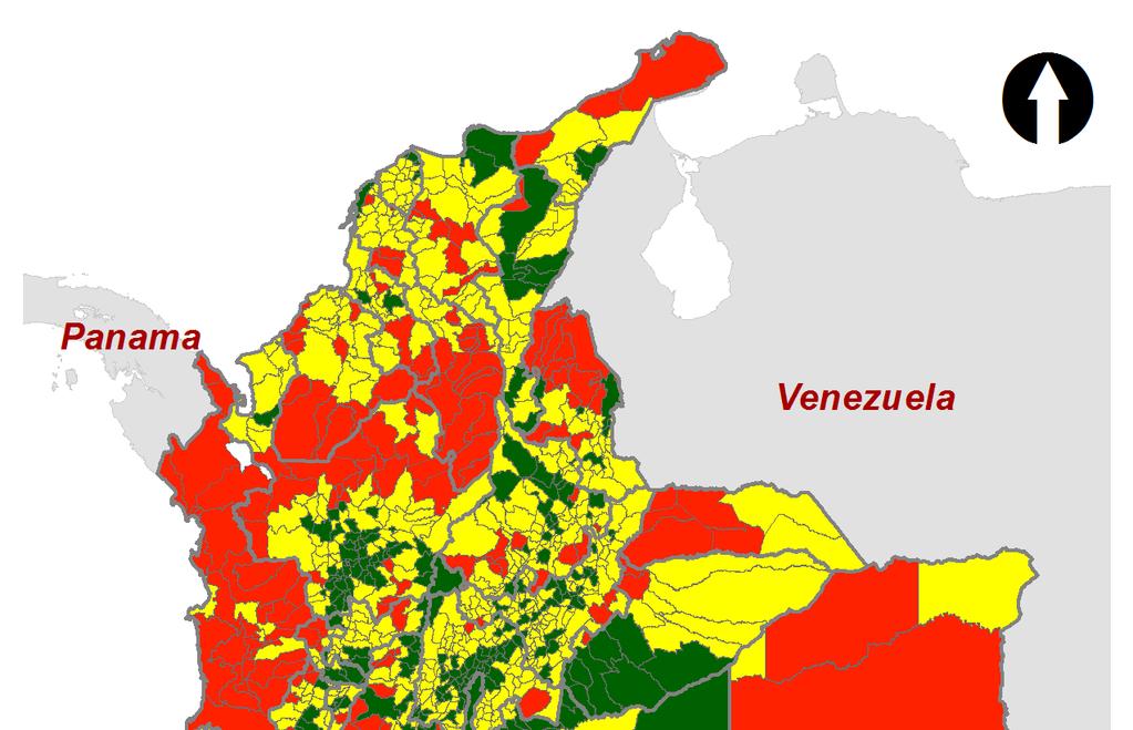 Humanitarian Situation Risk Index (HSRI) 212 HSRI 212 HSRI Source: Universidad Santo Tomás -OCHA Distribution of municipalities by risk levels Th e main objective of the HSRI is to