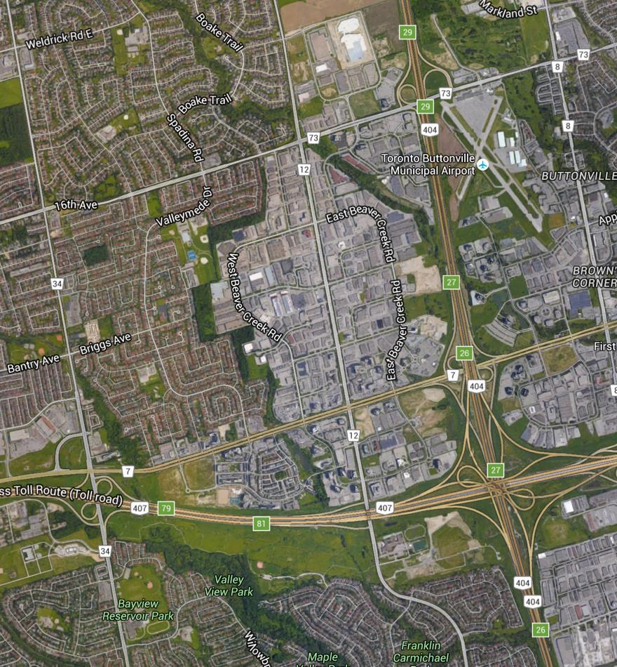 Highway 7 BRT and local routes in both Brampton and York Both major