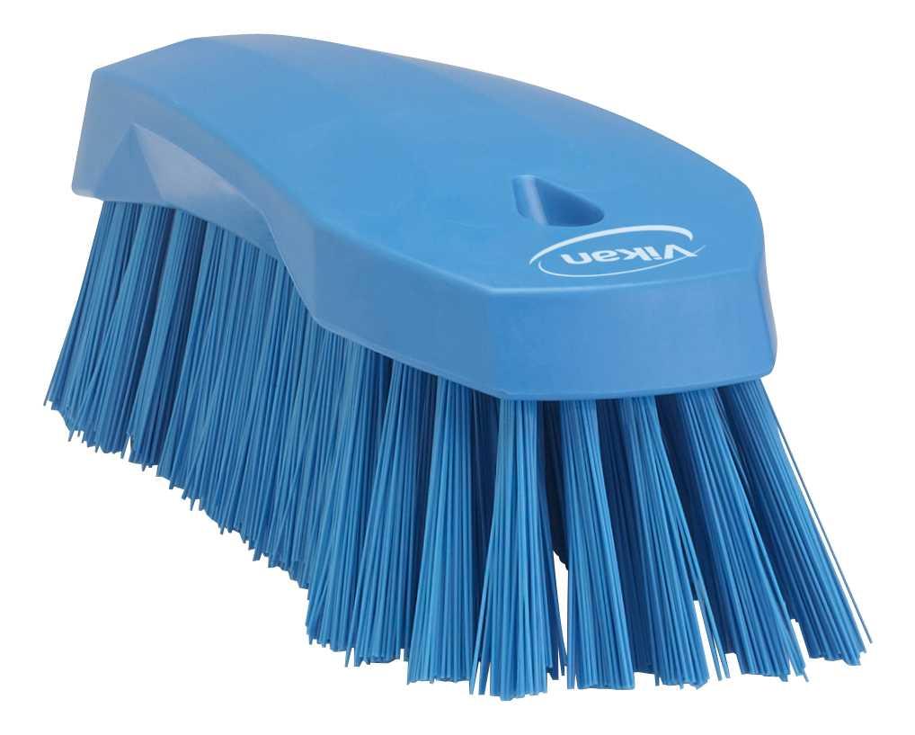 with stiff bristles, ideal for cleaning conveyor belts and food  The design of this brush allows the user to put a more even