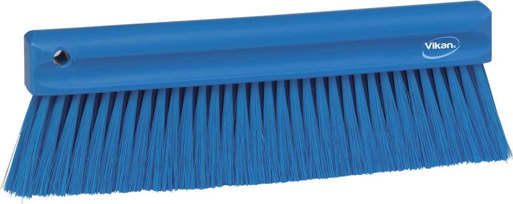 Item Number: 4587 Hand brush with soft bristles is ideal for sweeping fine particles such as flour from conveyor belts, food preparation surfaces, tables and equipment.
