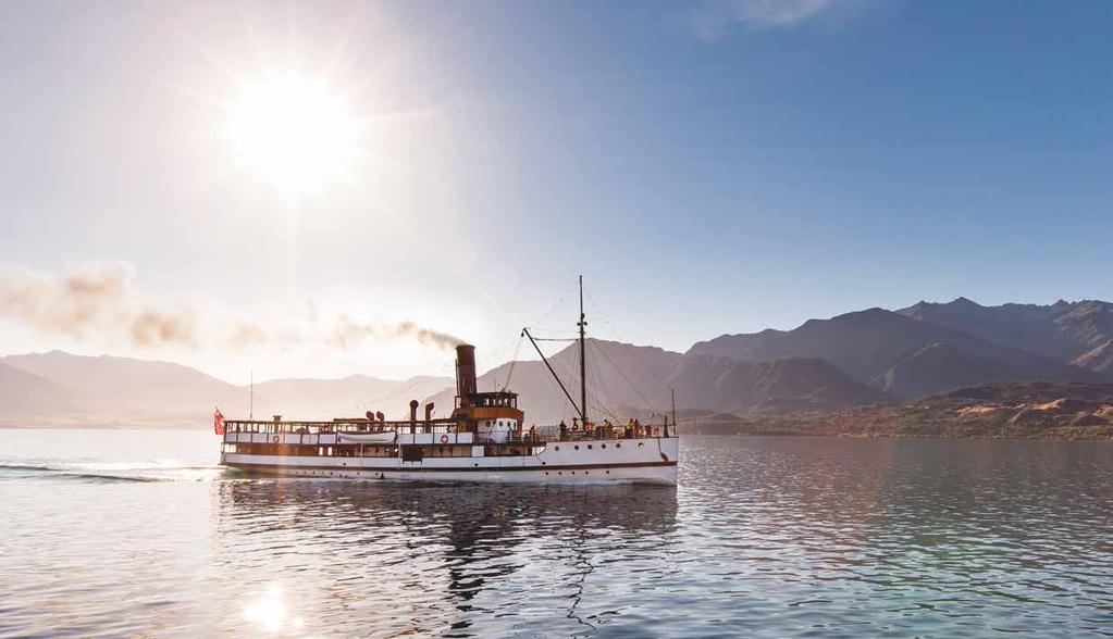 QUEENSTOWN Lake Cruises Design Features 1912 coal fired vintage steamship Two spacious viewing decks and bridge Design: Coal fired twin screw steamship Length: 51 metres Qualmark Enviro Silver rated