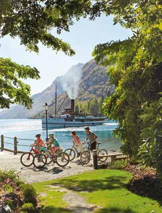 30pm Guided Cycling Cruise on board the vintage steamship TSS Earnslaw to Walter Peak High Country Farm Guided small group excursion with stunning views, including Cecil Peak, Walter Peak, Mount
