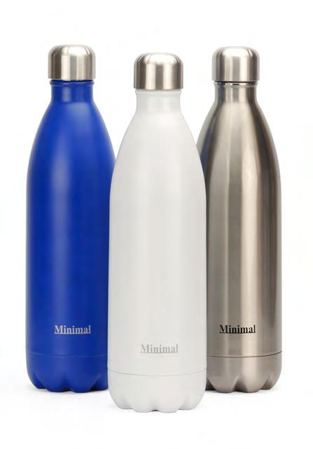 Stainless Steel Double Wall Vacuum Insulated Bottle Stainless steel double wall insulated bottle keeps beverage cold up to 24 hrs or hot up to 12 hrs.