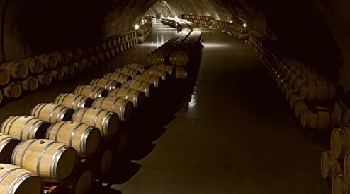 Two million liters of wine have been aging in the wooden barrels and bottles in ideal climatic conditions.