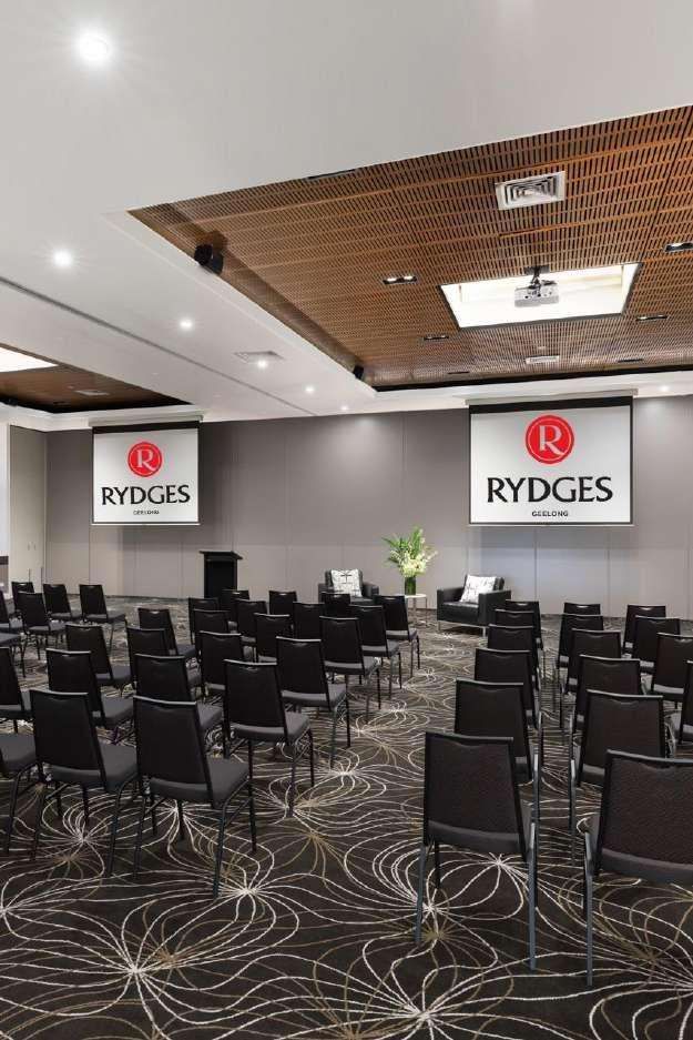 Conference & Events Located in the heart of the Geelong central business district, Rydges Geelong offers contemporary spaces for meetings, conferences and social events.