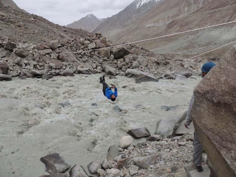 The team trekked over the rugged terrain of Arganglas valley for three days before reaching near the proposed basecamp site, only to be stopped by a raging river originating from Phunangma glacier.