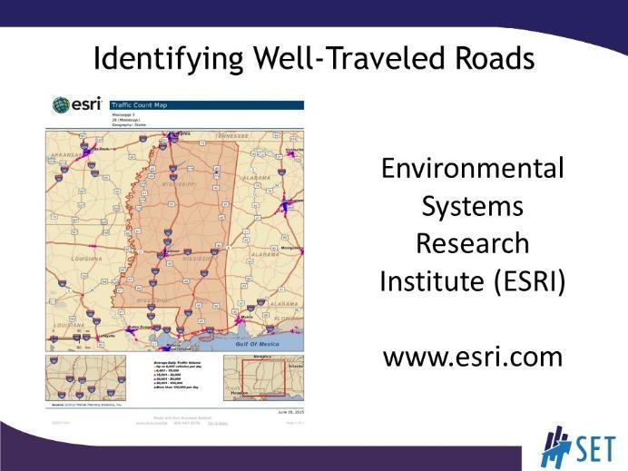 SLIDE 22 Identifying well-traveled roads in the region is one key to effective tourism development.