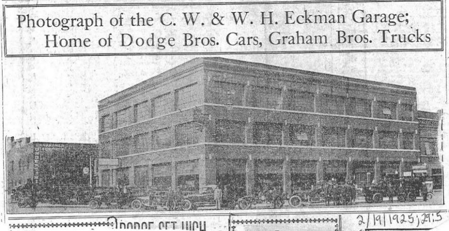 13. Eckman Automobile Dealership, 121 E. Main Street, c. 1919: The Eckman automobile dealership operated at this location from 1920 until 1945.