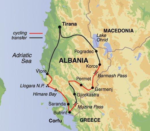 Cycling in Albania - Trip Notes General Trip info Map Trip Code: EMVA Trip Length: 8 Trip starts in: Pogradec Trip ends in: Radhime Meals: All breakfasts and 2 dinners included Accommodation: