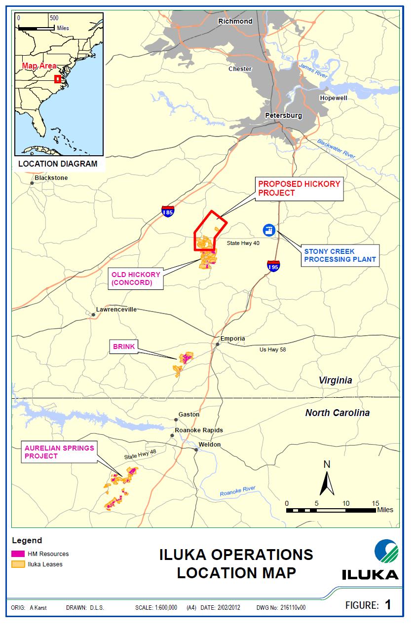 Aurelian Springs Deposit Deposit is southwest of Roanoke Rapids 55 miles south of the MSP in Stony Creek Halifax County, North Carolina in the area of Aurelian Springs Phase I Relocation of Concord