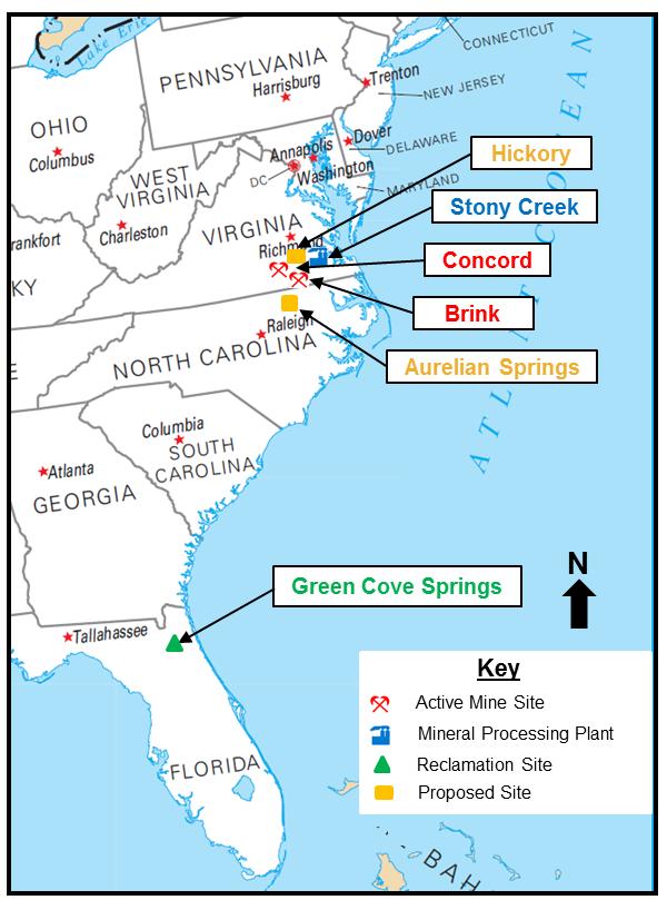 US Operations Overview Distance from Stony Creek: Richmond ~50 miles Concord Mine ~14 miles Brink Mine ~31 miles Hickory Mine ~12 miles Aurelian