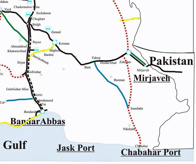 1- PAKISTAN RAILWAY FROM SOUTH EAST (MIRJAVEH BORDER); 2- PERSIAN GULF