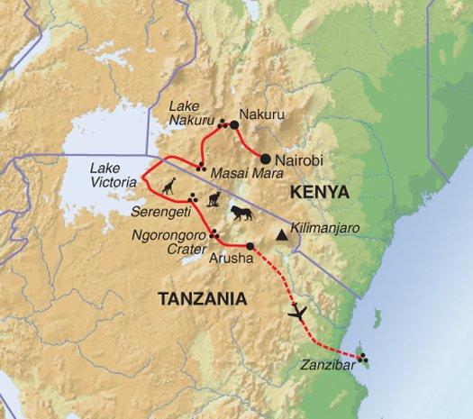 Kenya & Tanzania Adventure - Trip Notes General Trip info Map Trip Code: EWYK Trip Length: 15 Trip starts in: Nairobi Trip ends in: Zanzibar Stone Town Meals: All meals are included except lunch and