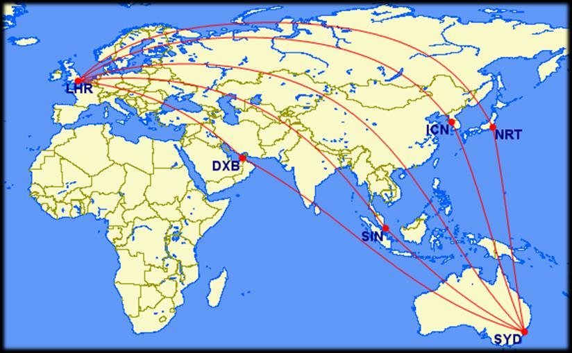 market, globally. Sydney London (10,574 miles) Middle East Carriers Seat Supply via Narita: 10,820 mi. Airline Seats available weekly (International) London Dubai via Dubai: 10,902 mi.