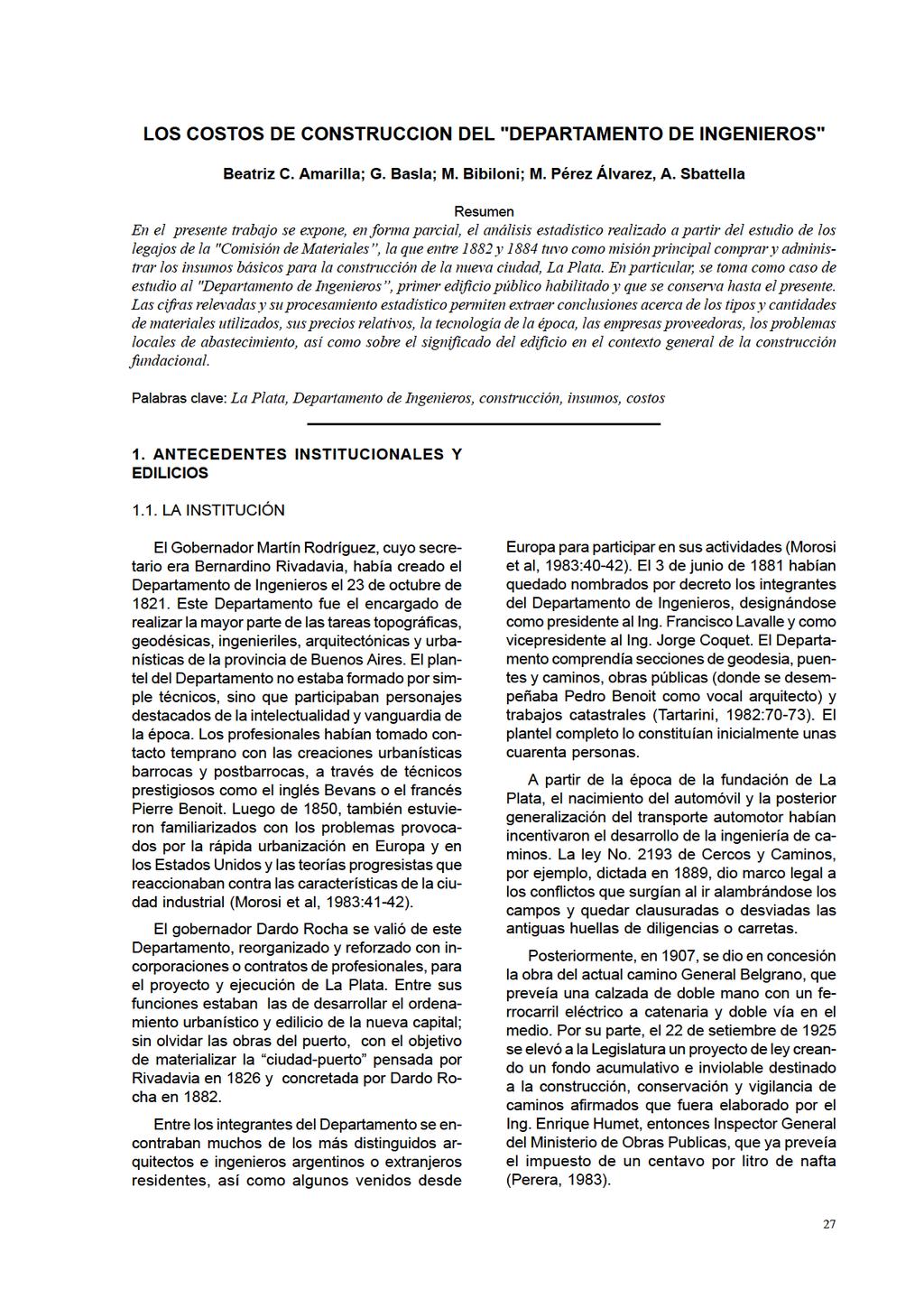 LOSCOSTOSDECONSTRUCCIONDEL"DEPARTAMENTODEINGENIEROS" BeatrizC.Amarila;G.Basla; M.Bibiloni; M.PérezÁlvarez,A.