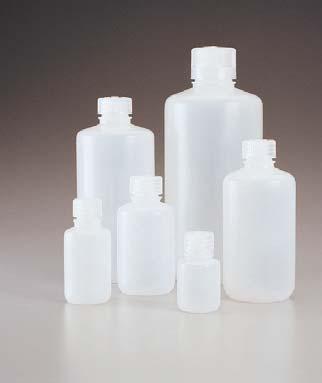 Narrow-mouth HDPE packaging bottles are excellent for storage, shipping and packaging of liquid reagents.