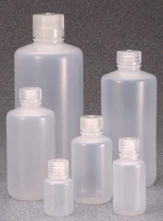 Excellent clarity, impact and chemical resistance Natural, translucent polypropylene copolymer Autoclavable Leakproof bulk pack packaging bottles Ordering Information: Bottles and closures are packed