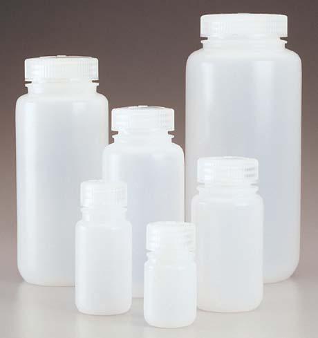 packaging Thermo Scientific Nalgene Wide-Mouth Bottles Natural low-density polyethylene with polypropylene closure, bulk pack Nalgene LDPE Wide-Mouth Bottles are leakproof and feature PP closures.