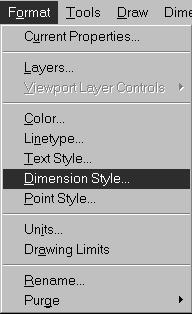 198 II. DIO Nakon odabira naredbe Dimension Style otvara se okvir za dijalog Dimension Styles. Slika 10.3 Odabir naredbe Dimension Style; padaju}i izbornik Format.