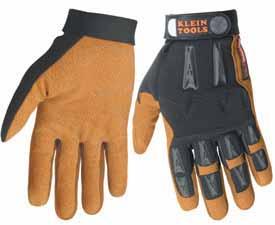 Non-slip rubberized Zeus Clarino finger and thumb grippers and panel on heel of hand provide grip control and longer wear.