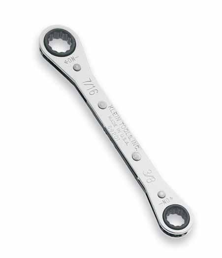 Ratcheting Box Wrenches Features: Corrosion resistant. Durable chrome-plated finish. For use in confined spaces and on long studs. Different size opening on each end.
