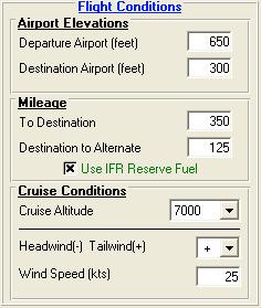 FLIGHT DATA: Enter information about your flight. Information required: Departure Airport Elevation The altitude of the departure airport.