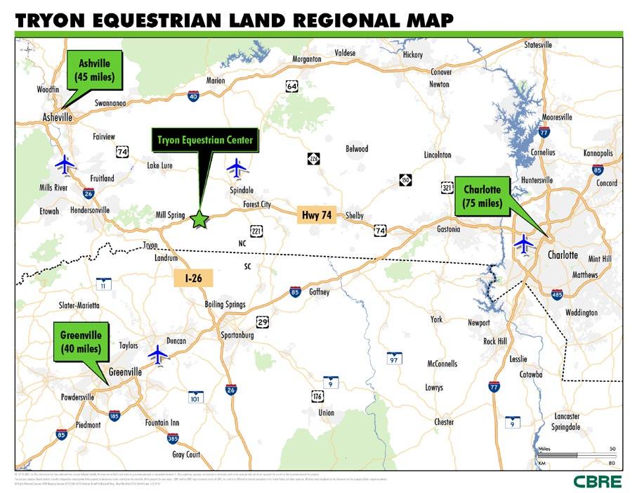 LOCATION MAP ASHEVILLE (45 MILES) TRYON EQUINE PROPERTIES CHARLOTTE