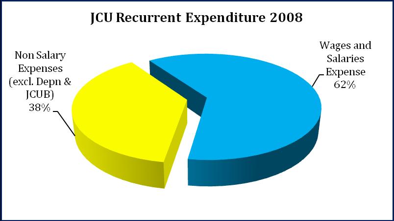 Table 3.1: James Cook University Recurrent Expenditure for 2008 Expenditure 2008 Actual ($m) 2008 Share (%) Bad & Doubtful Debts $0.099 0.04% Depreciation $19.529 7.