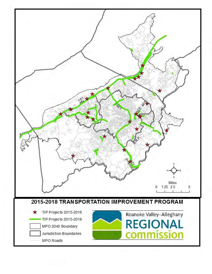 7.0 Roadway Projects This section summarizes the TIP roadway projects. An overall map of the TIP projects is shown below.