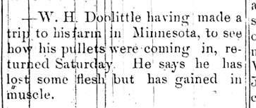 October 3, 1893, Evansville Review, p. 1, col. 2, Evansville, Wisconsin Rev. Noble Palmer of Randolph N. Y. arrived on Friday last to spend a few days with his daughter, Mrs. C. J. Doolittle.