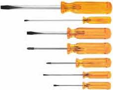 Plastic-Handle Screwdriver Set Features: Meets or exceeds applicable ASME / ANSI specifications. Smooth Comfordome handles fit the palm of the hand comfortably.